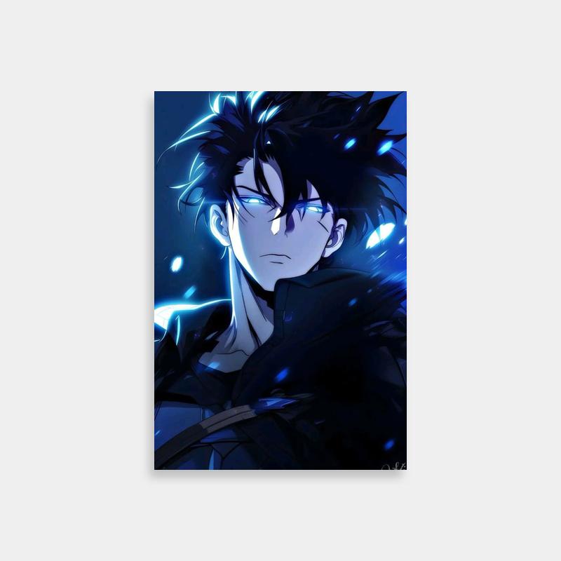 Solo Leveling Sung Jin-Woo Gazing Poster - Black Hair Blue Eyes Art