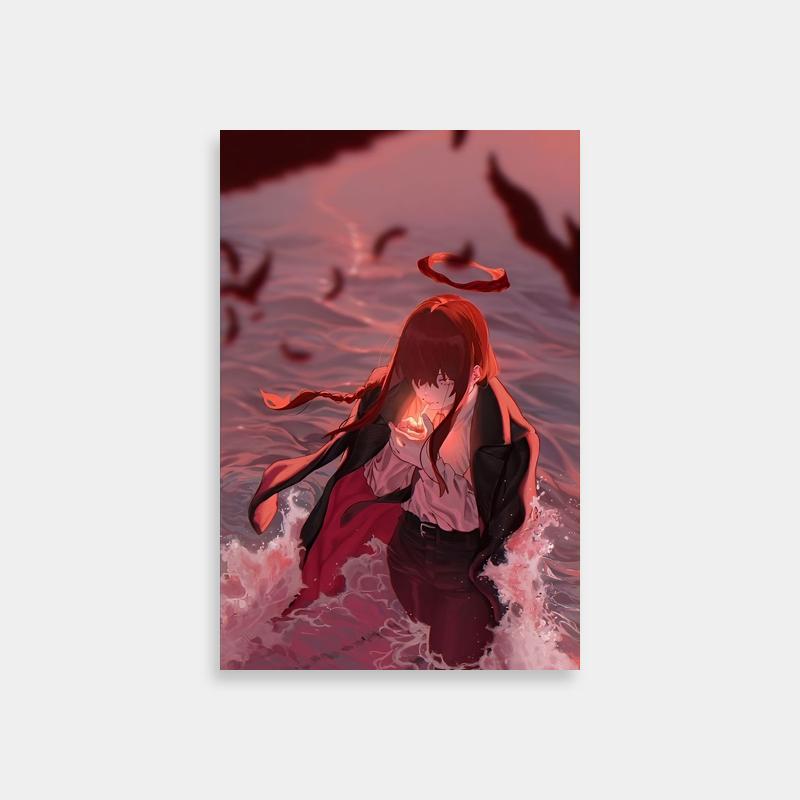 Makima in Water Poster - Hair Blowing with Seagulls | Chainsaw Man