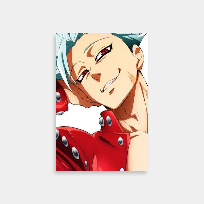 Ban Seven Deadly Sins Poster - White Hair Anime Character in Red Gloves