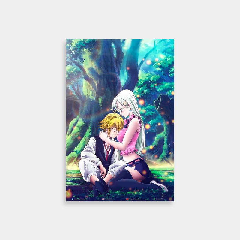 Elizabeth Liones Seven Deadly Sins Poster - Serene Anime Scene with Fireflies