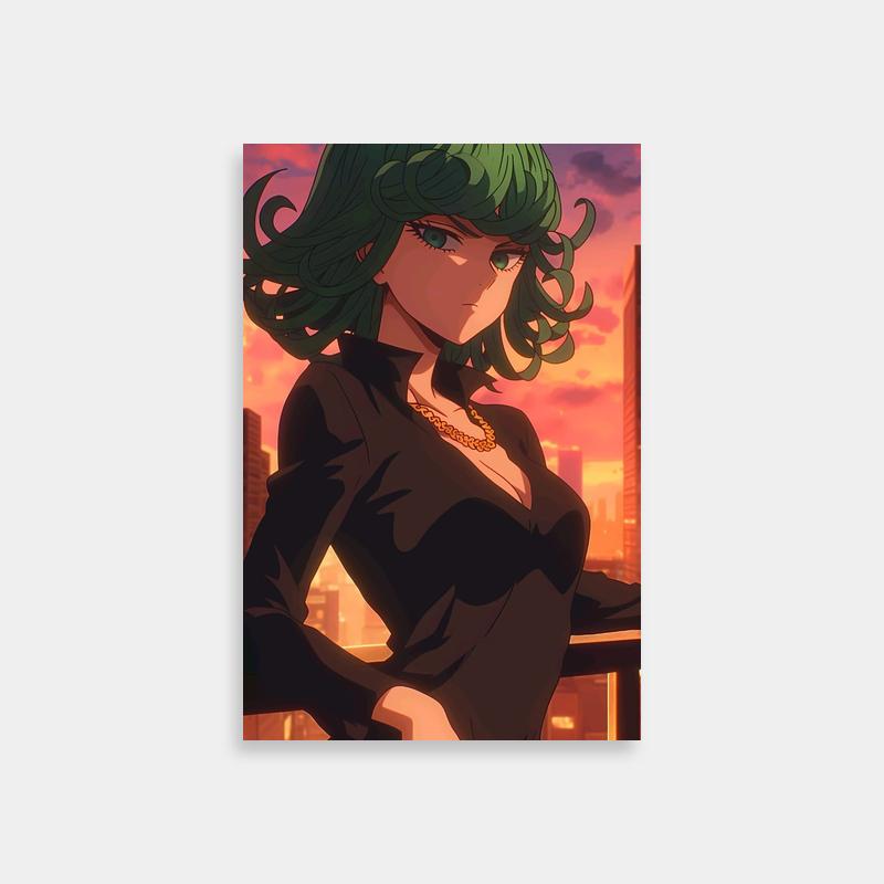 Tatsumaki Cityscape Poster - One Punch Man Sunset Art