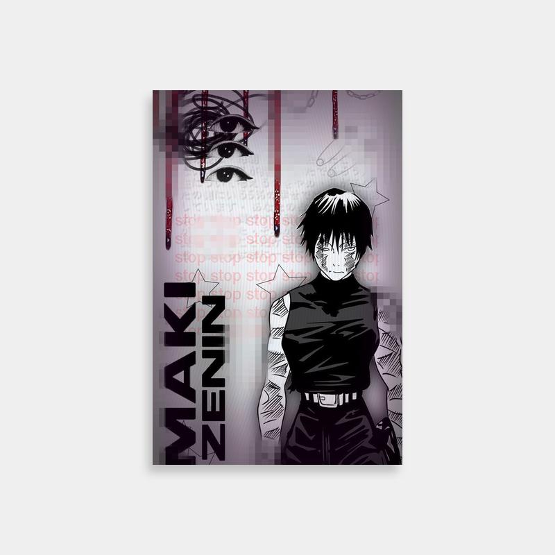 Intense Maki Zenin Jujutsu Kaisen Blood Art Poster