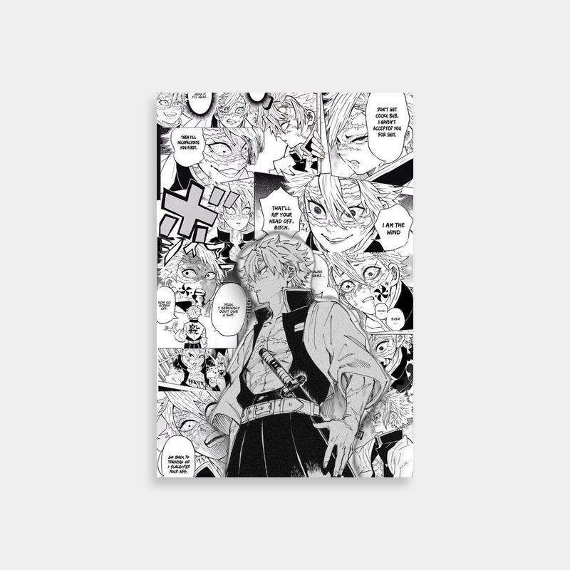 Sanemi Shinazugawa Black & White Anime Poster - Demon Slayer Character Art