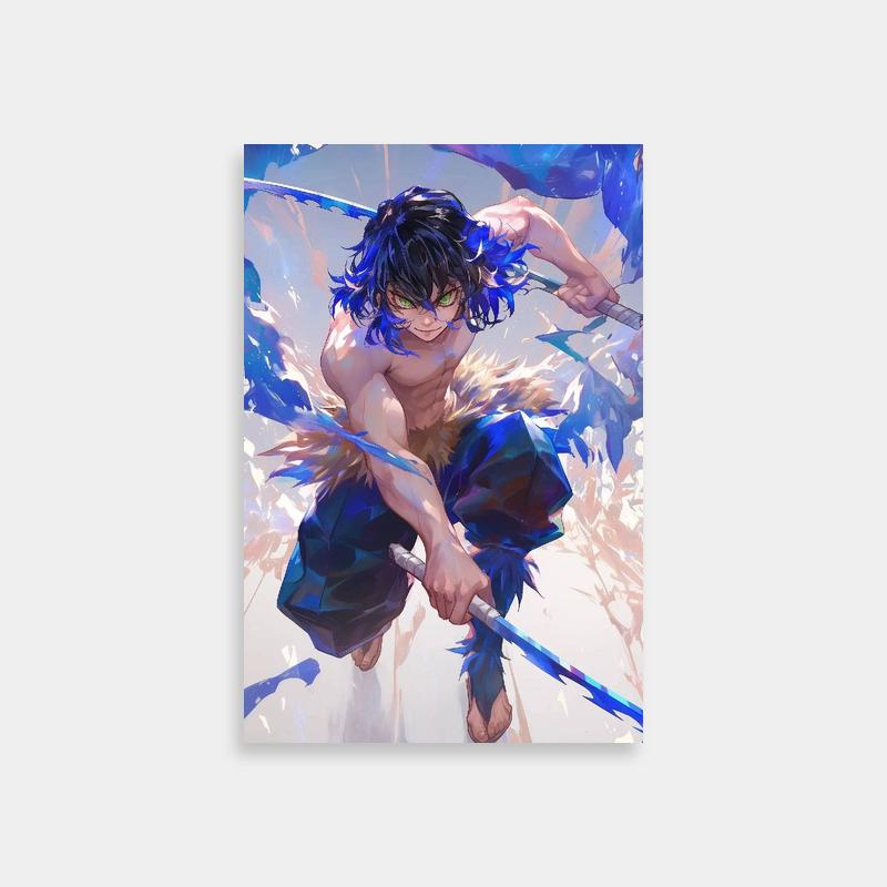 Inosuke Kamado Dual Swords Poster - Dynamic Anime Art