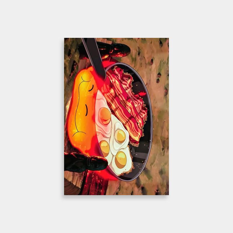 Calcifer Breakfast Scene Poster - Howls Moving Castle Art