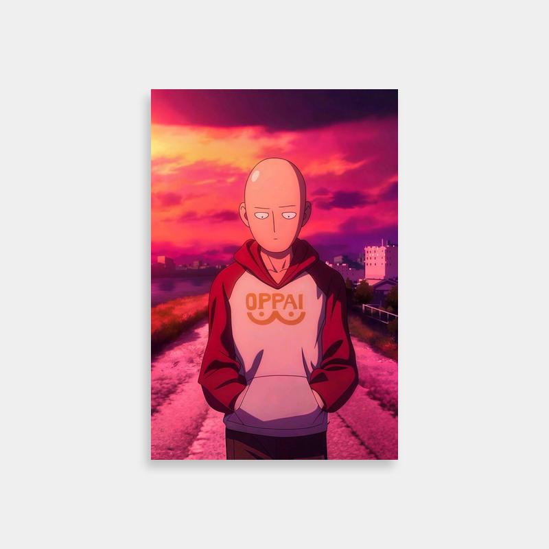 Saitama One Punch Man Poster - Sunset Anime Scene