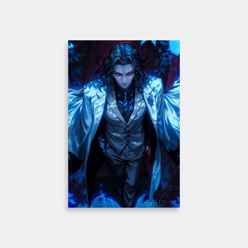 Muzan Kibutsuji Demon Slayer Print - Blue Leaves Scene