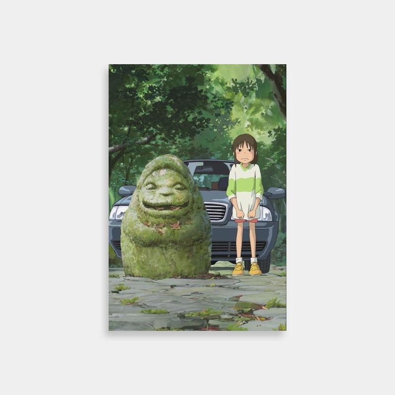 Chihiro Ogino Standing by Statue – Spirited Away Art