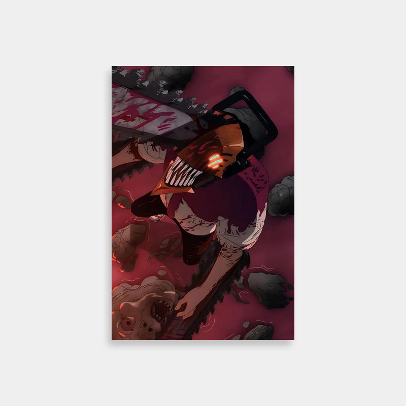 Denji Chainsaw Man Poster - Anime Character Riding Motorcycle