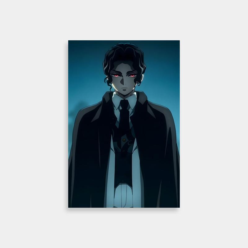 Muzan Kibutsuji Demon Slayer Poster - Black Jacket & Red Eyes
