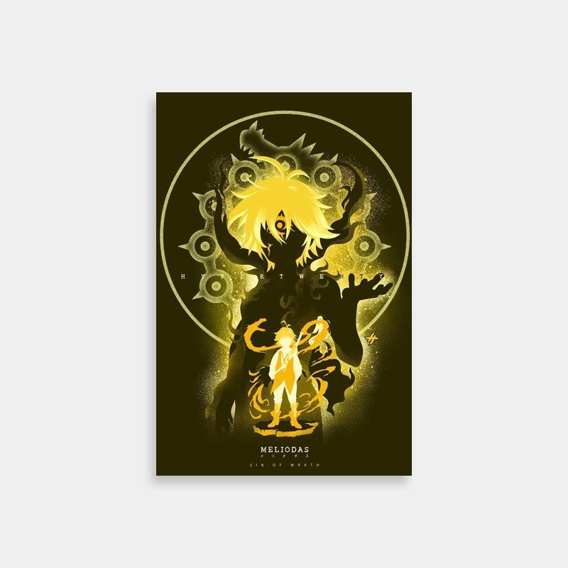 Abstract Meliodas Poster - Yellow Hair Character with Circle Design