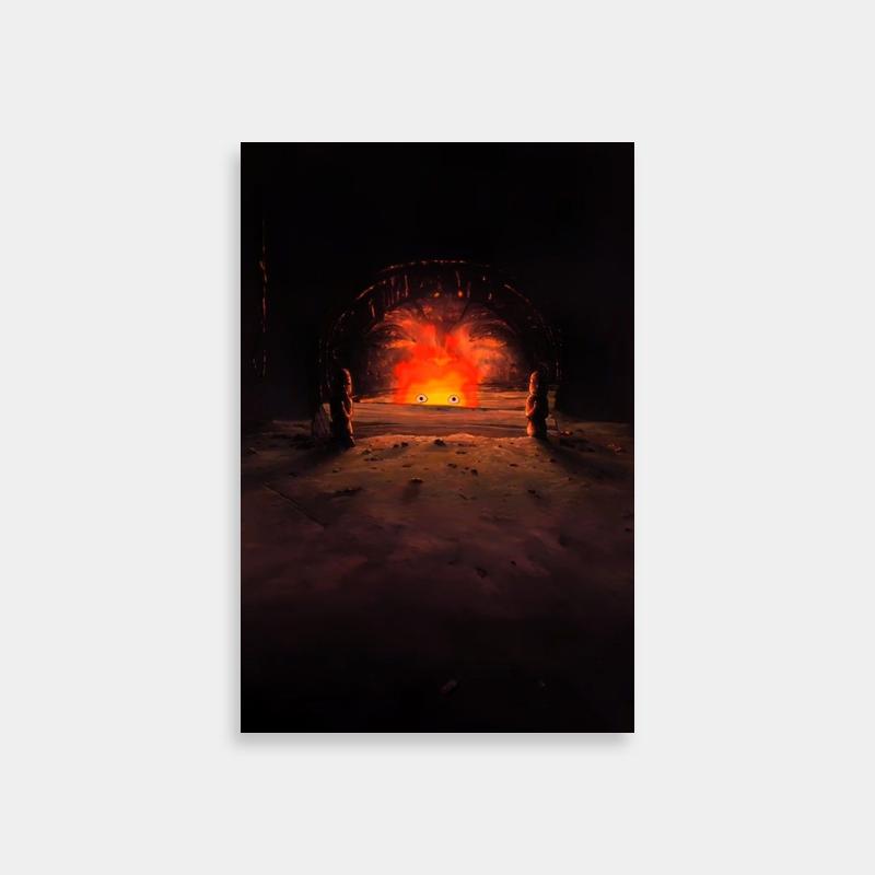 Calcifer Fire Pit Poster - Howls Moving Castle Wall Art