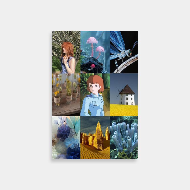 Nausicaa Floral Art Poster - Blue Dragonfly Design