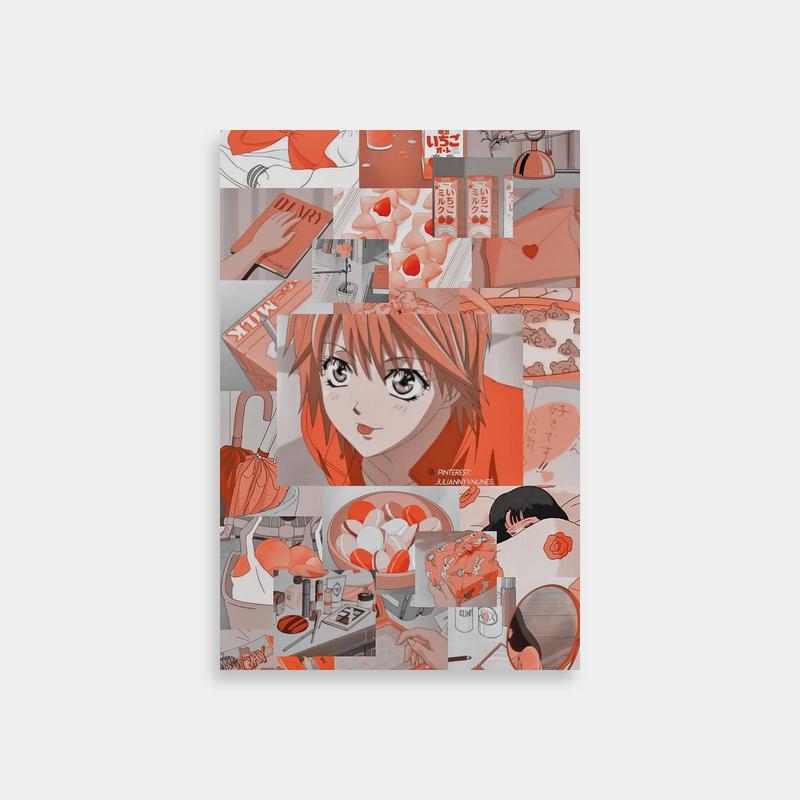 Kyoko Mogami Skip Beat Anime Collage Poster - Red & Orange