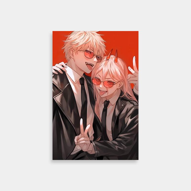 Denji Chainsaw Man Poster - Two Anime Characters Posing Together