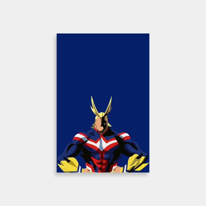 All Might My Hero Academia Poster - Confident Hero Pose Blue Background