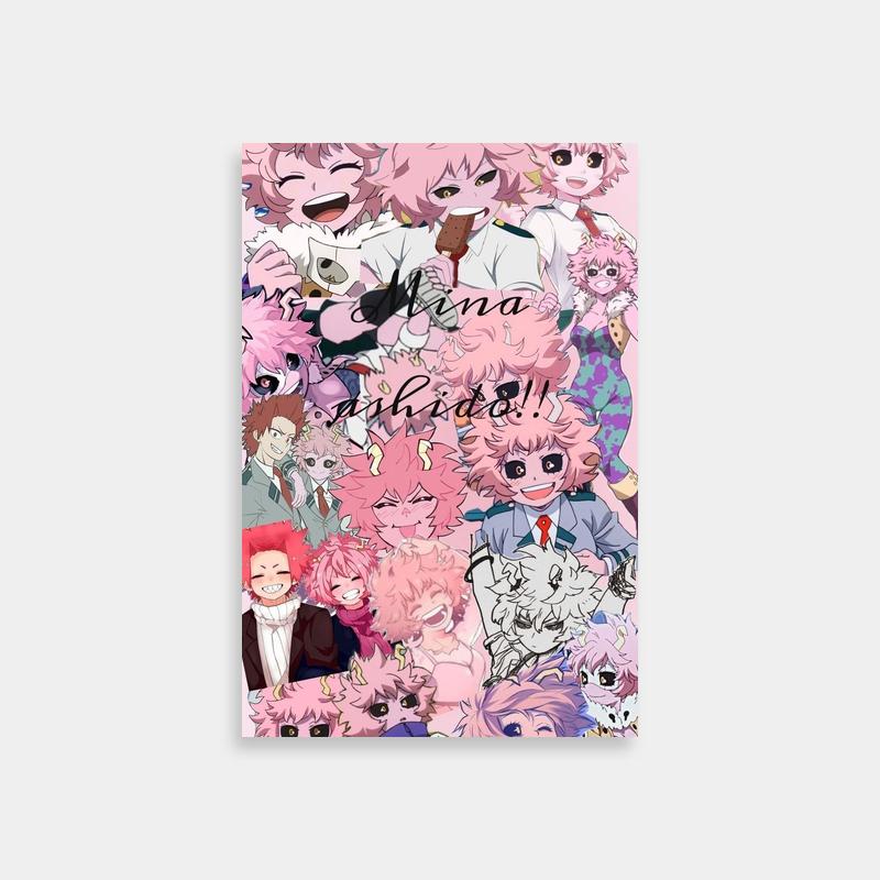 Mina Ashido My Hero Academia Wall Art - Pink Hair Anime Group with Blue Eyes
