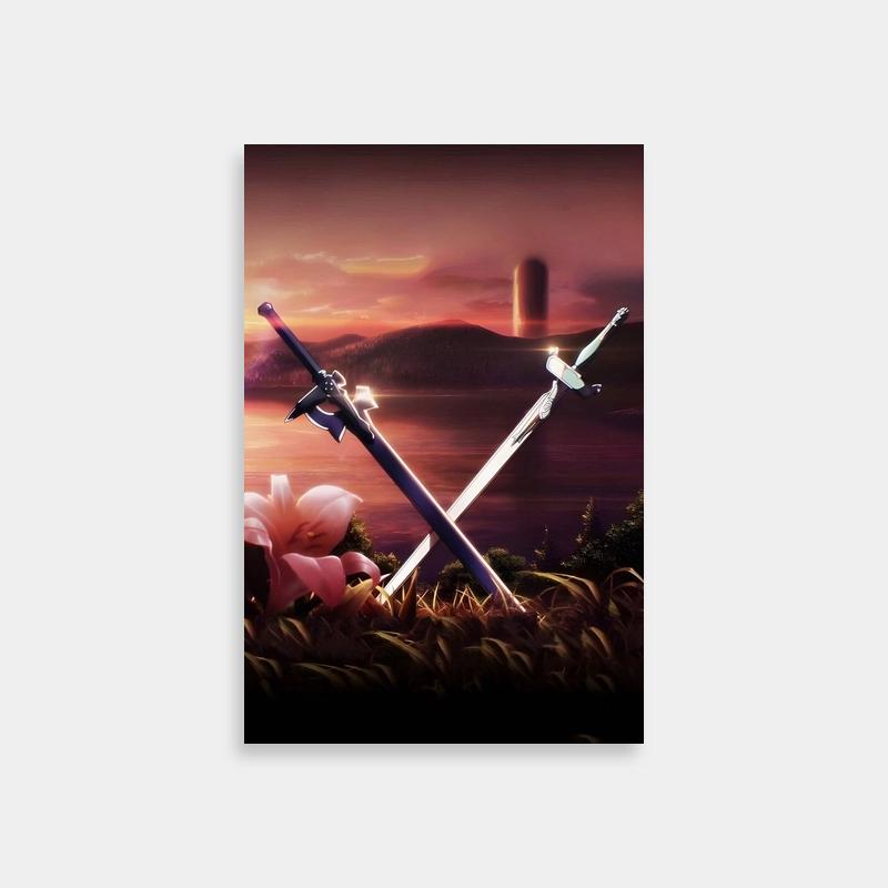Sword Art Online Dual Swords Poster - Asuna Themed Anime Art