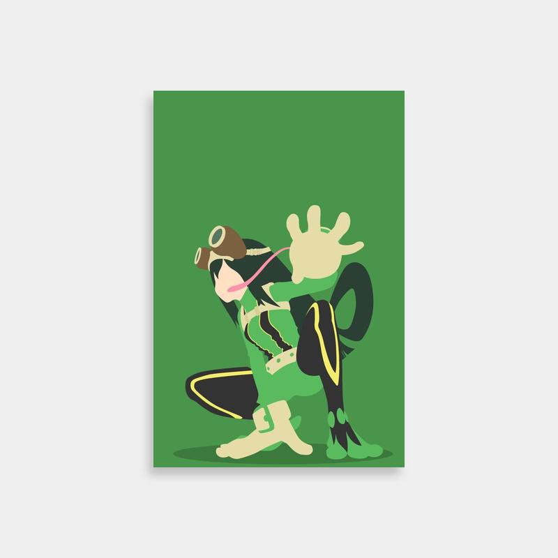 Tsuyu Asui My Hero Academia Poster - Green & Black Anime Art