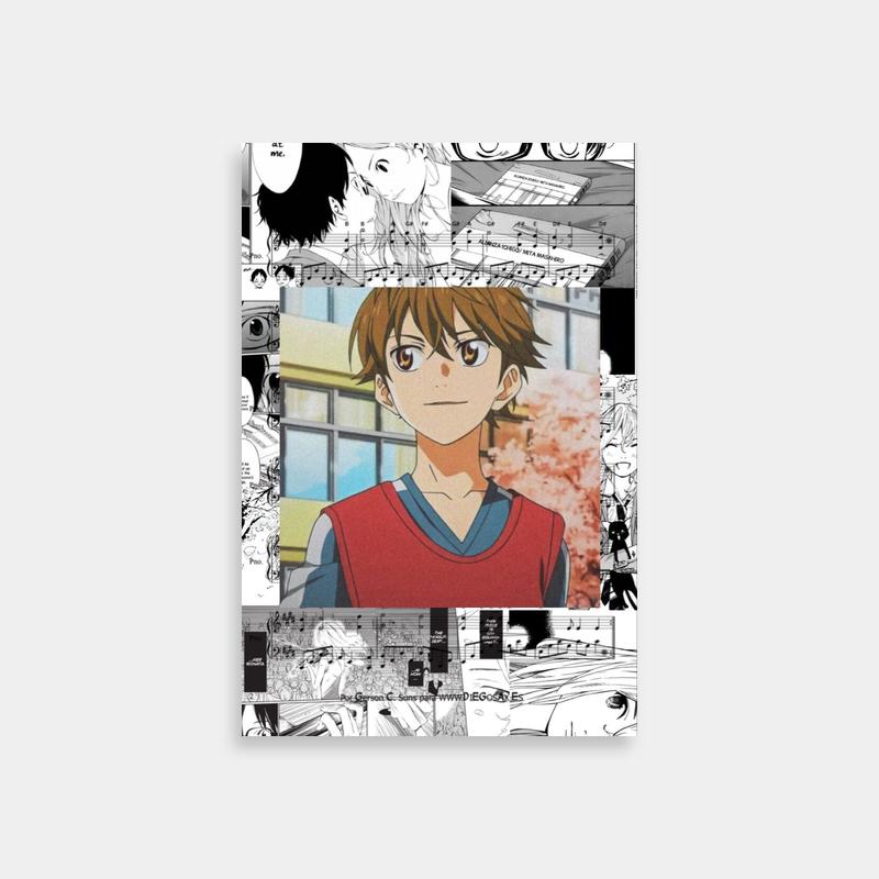 Ryota Watari Your Lie in April Poster - Anime Character with Glasses & Red Shirt