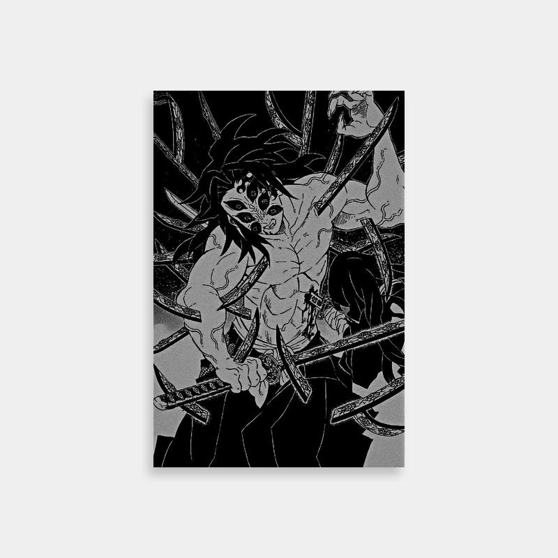 Kokushibo Black & White Art Print - Dual Swords Anime Poster