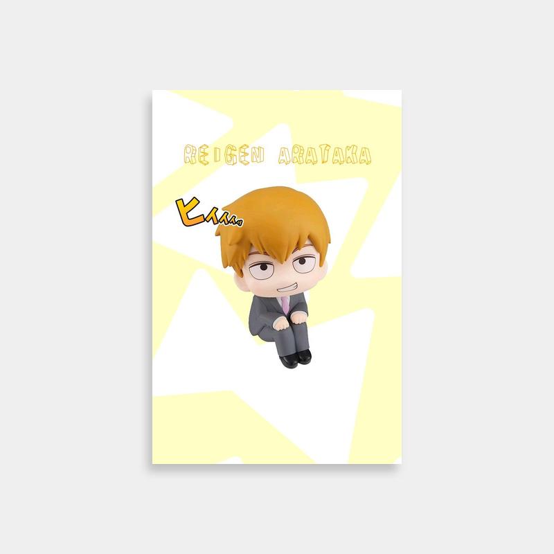 Reigen Arataka Mob Psycho 100 Figurine Art Print - Yellow Background Poster