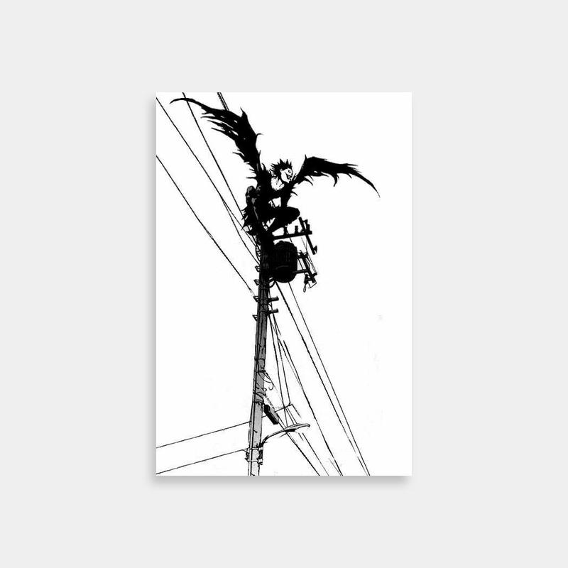 Ryuk Death Note Poster - Black and White Electric Pole with Demon