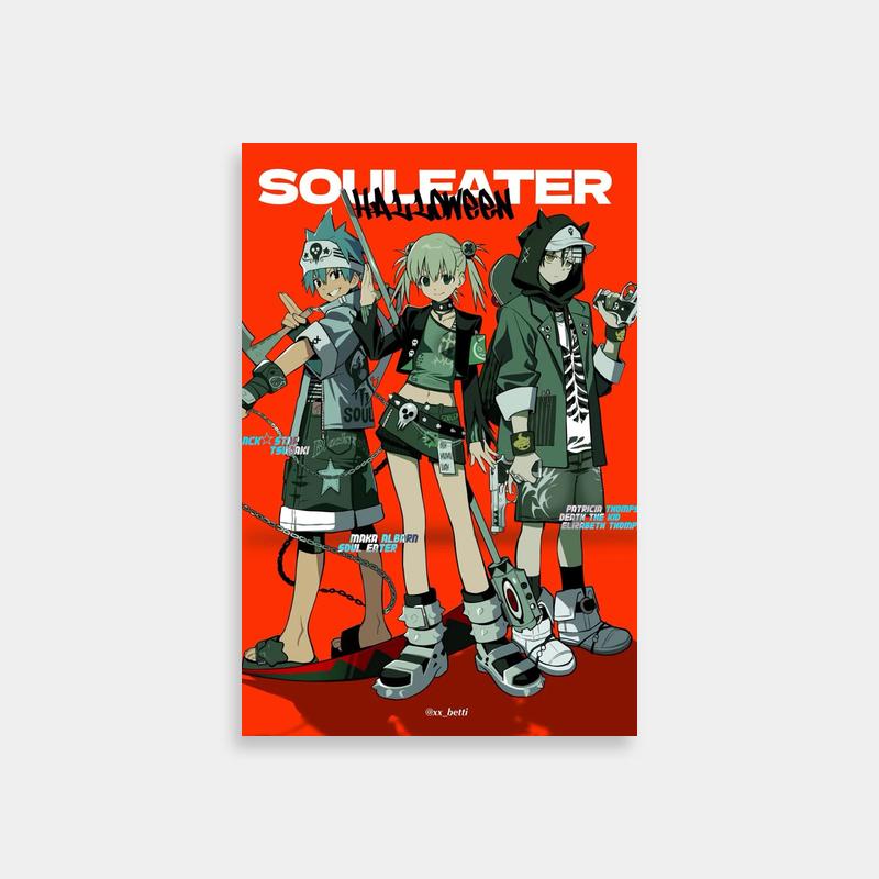 Soul Eater Maka Albarn Orange Background Group Poster