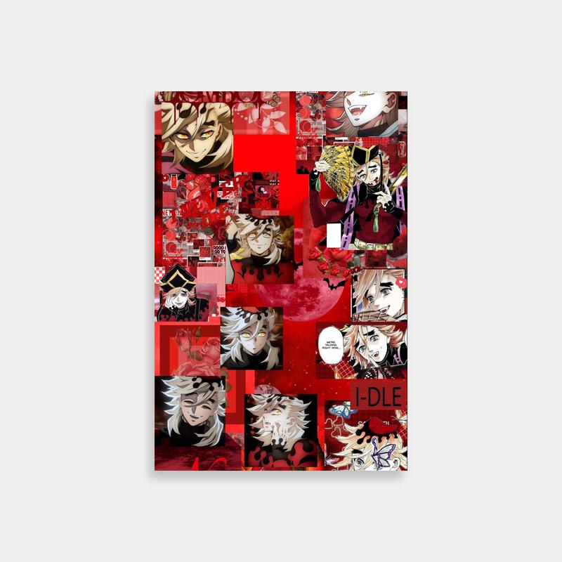 Doma Demon Slayer Collage Poster - Red & Black Anime Art