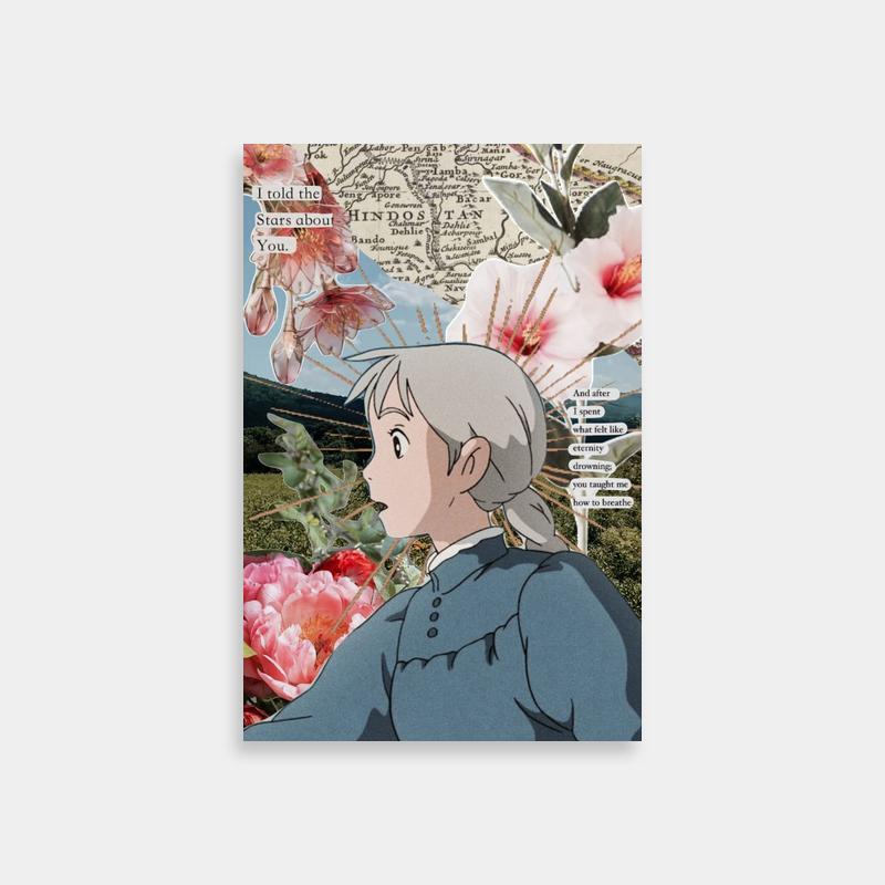 Sophie Hatter Howl's Moving Castle Floral Art Print - Anime Wall Decor