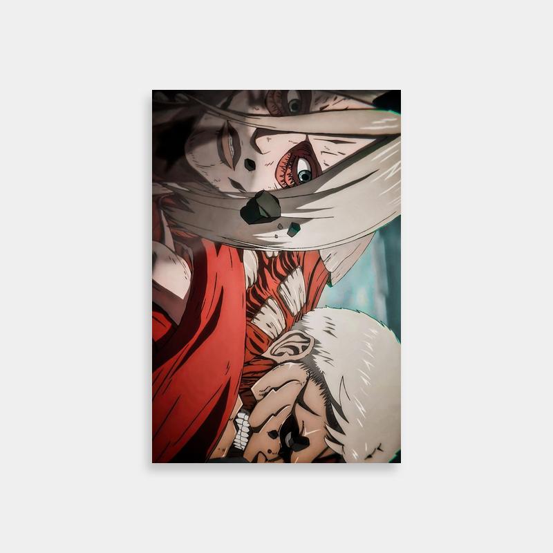 Reiner Braun Attack on Titan Action Scene Poster - Character Holding Another
