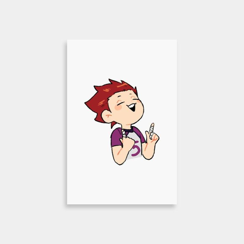 Tendou Satori Haikyuu Poster - Red-Haired Boy Pointing