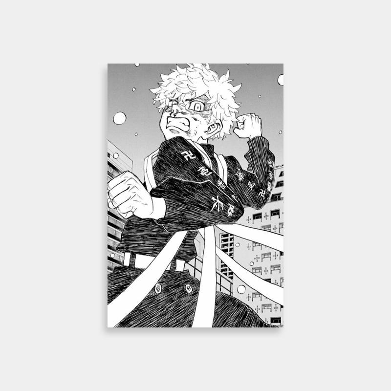 Tokyo Revengers Takemichi Hanagaki Action Poster - Flying Through Snowy Cityscape