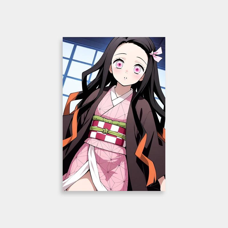 Nezuko Kamado Pink Dress Poster - Demon Slayer Art