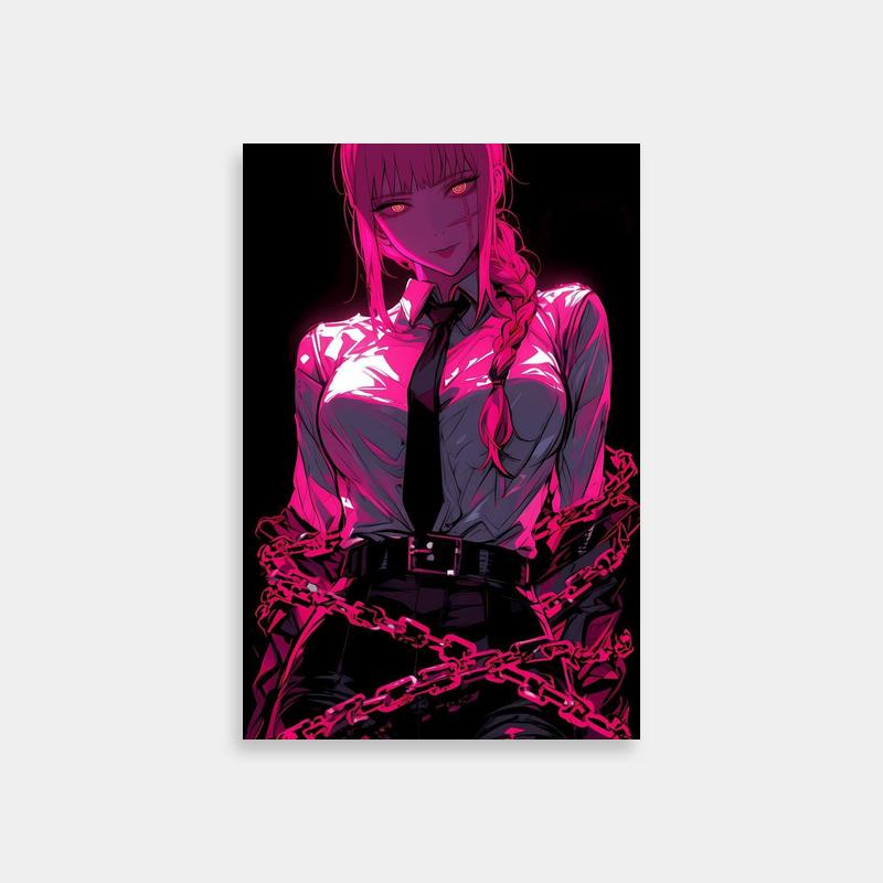 Makima Chainsaw Man Poster - Pink-Haired Woman in Chains