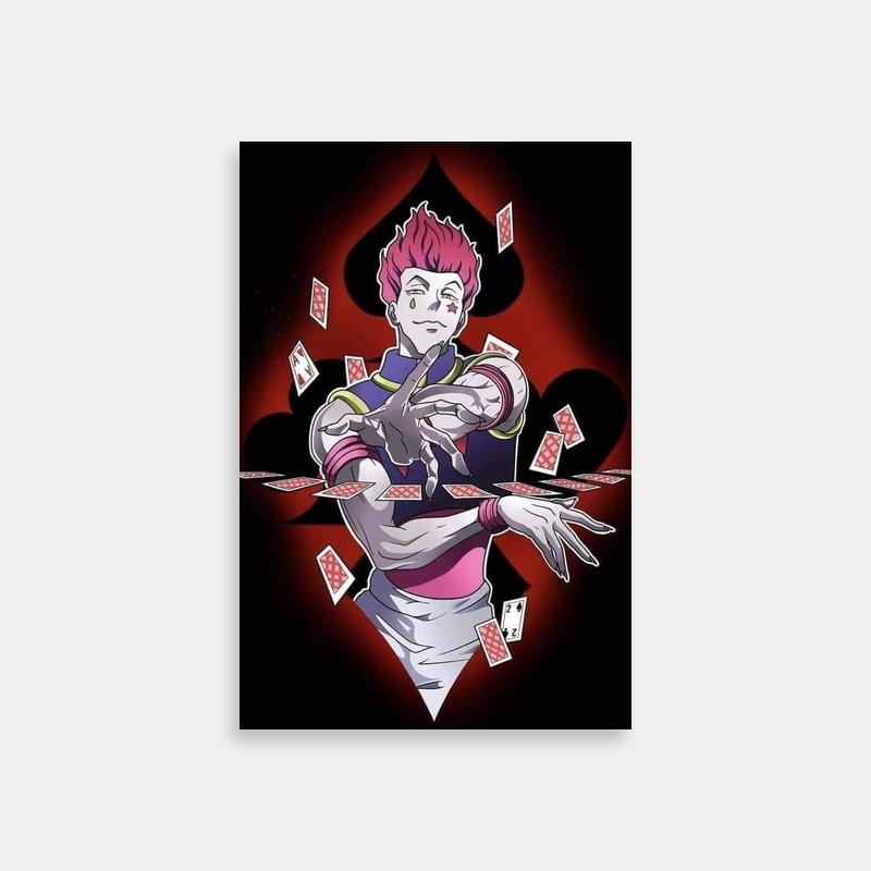Hisoka Hunter x Hunter Poster - Pink Hair Anime Character with Cards