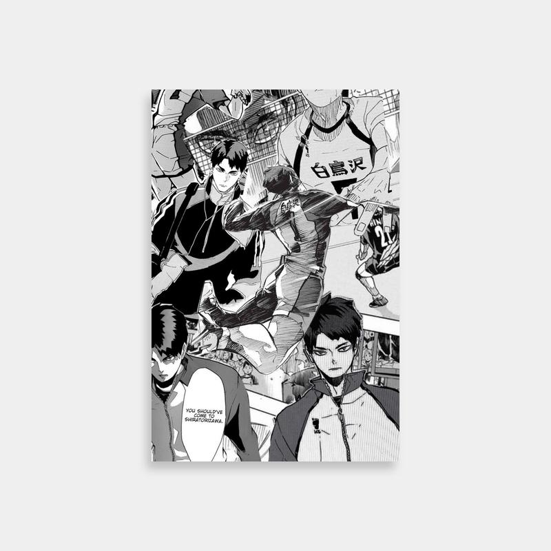 Ushijima Wakatoshi Haikyuu Anime Poster - Black & White Character Art