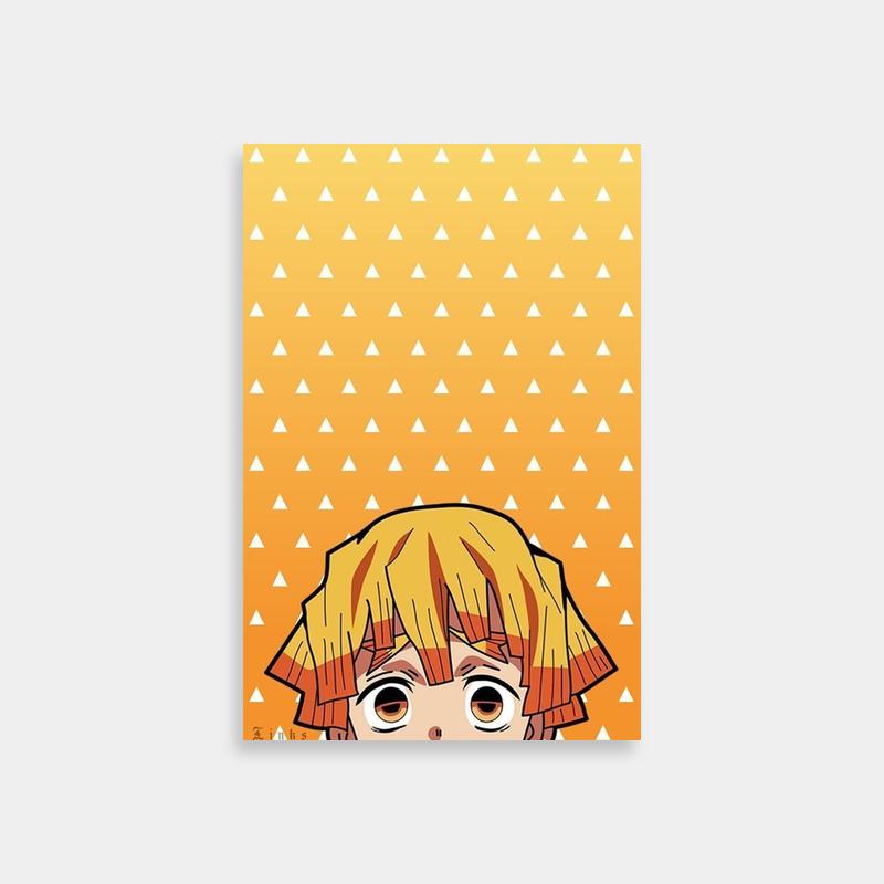 Zenitsu Agatsuma Demon Slayer Poster - Blonde Character on Yellow Background