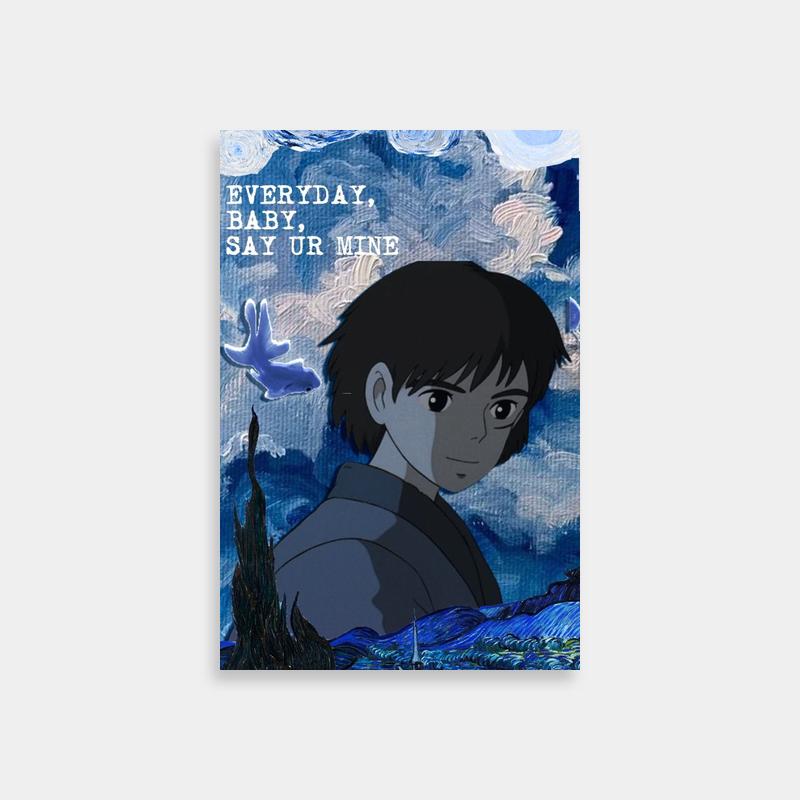 Ashitaka Princess Mononoke Poster - Anime Character with Romantic Text