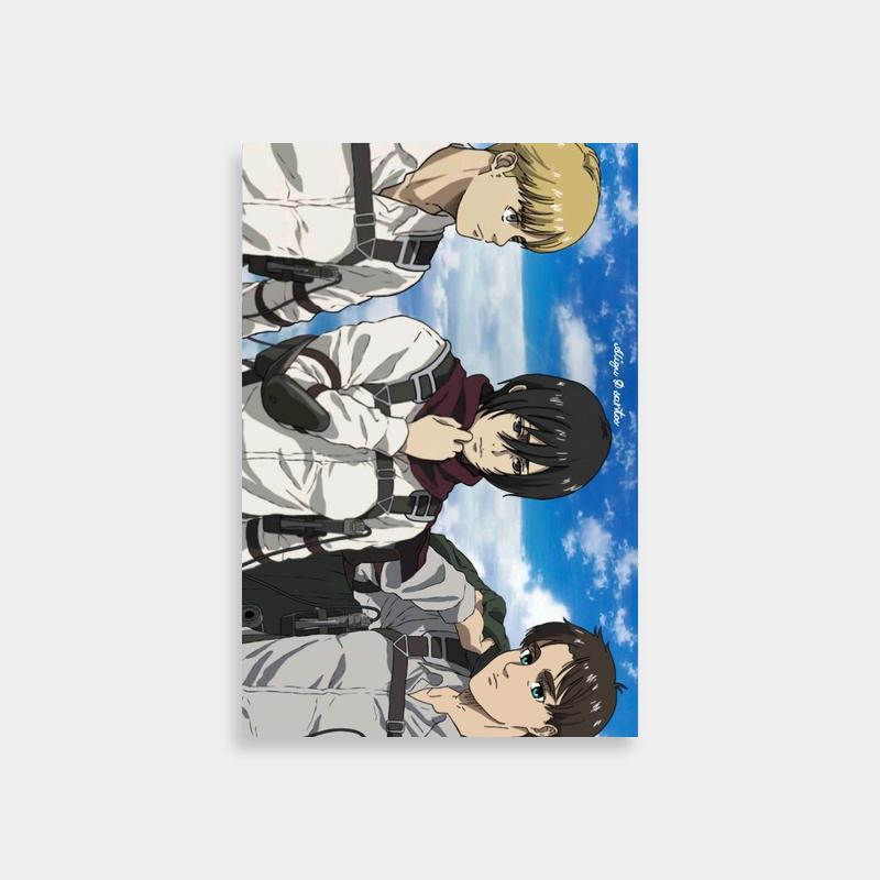 Armin & Eren Attack on Titan Duo Poster - Cloudy Sky Background
