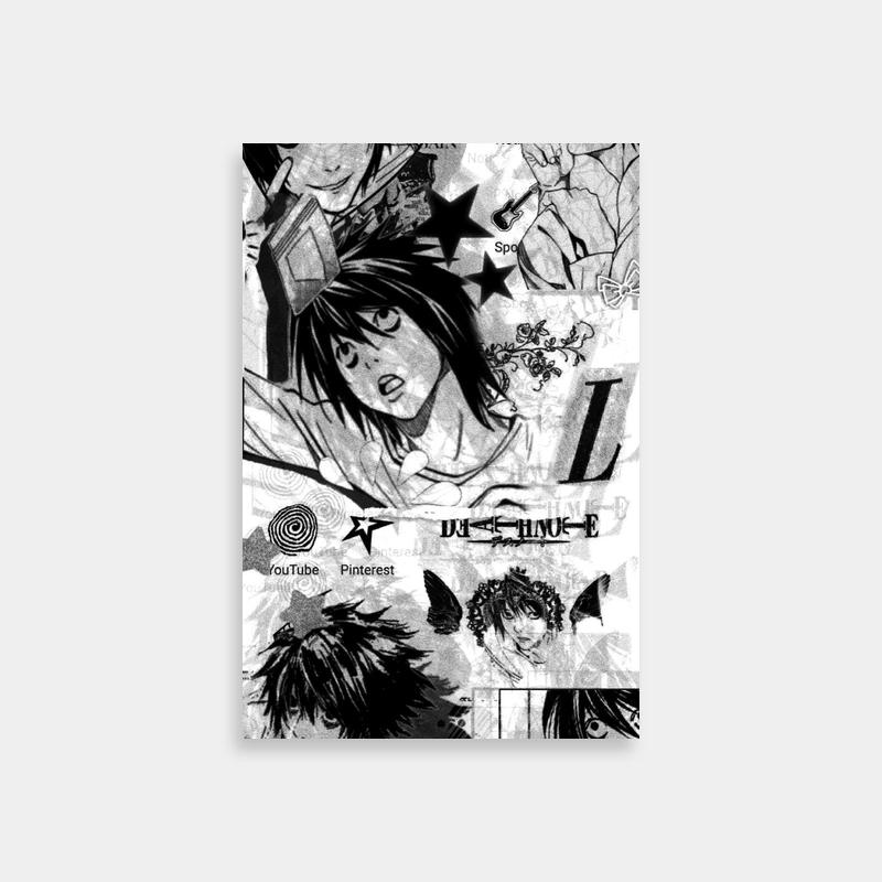 L Lawliet Black & White Anime Poster - Death Note Art