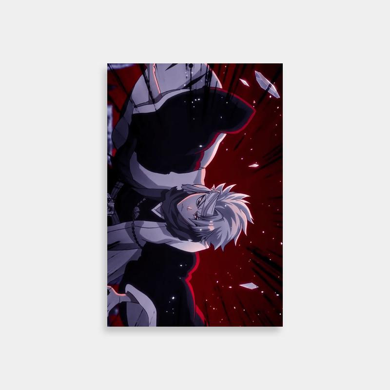 Toshiro Hitsugaya Bleach Poster - White-Haired Anime Character in Red Light