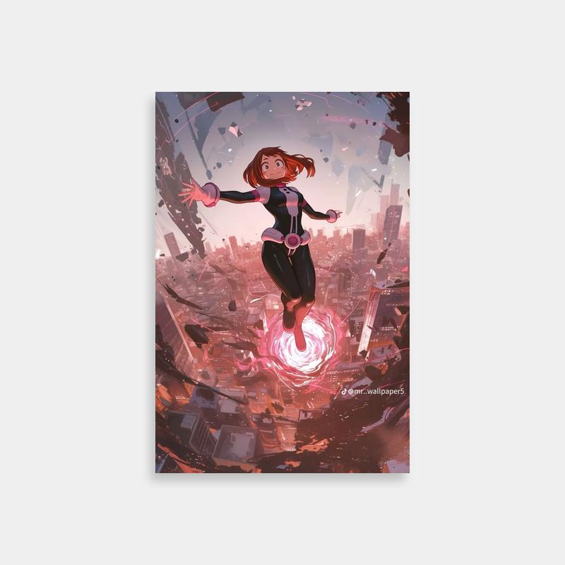 Ochaco Uraraka City Flight Poster - My Hero Academia Art