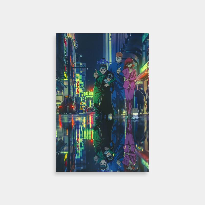 Yusuke Urameshi Yu Yu Hakusho Anime Poster - Neon City Night Scene