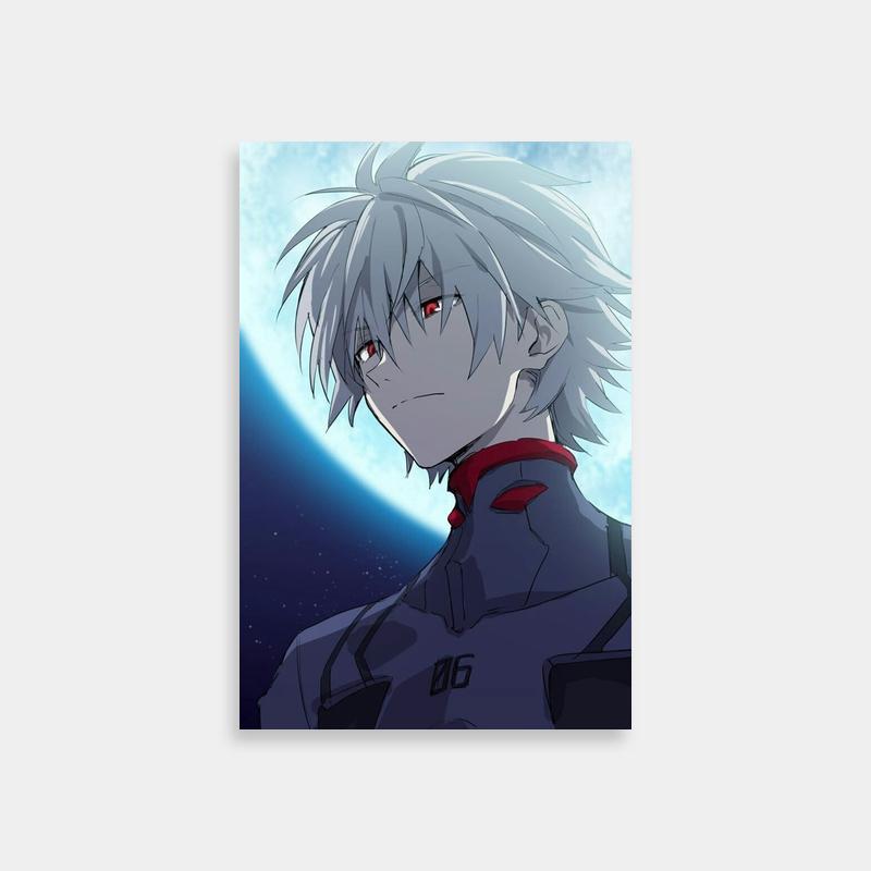 Kaworu Nagisa Neon Genesis Evangelion Poster - Moonlit White-Haired Figure