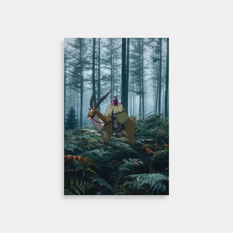 Ashitaka Princess Mononoke Forest Ride Poster - Anime Adventure Art