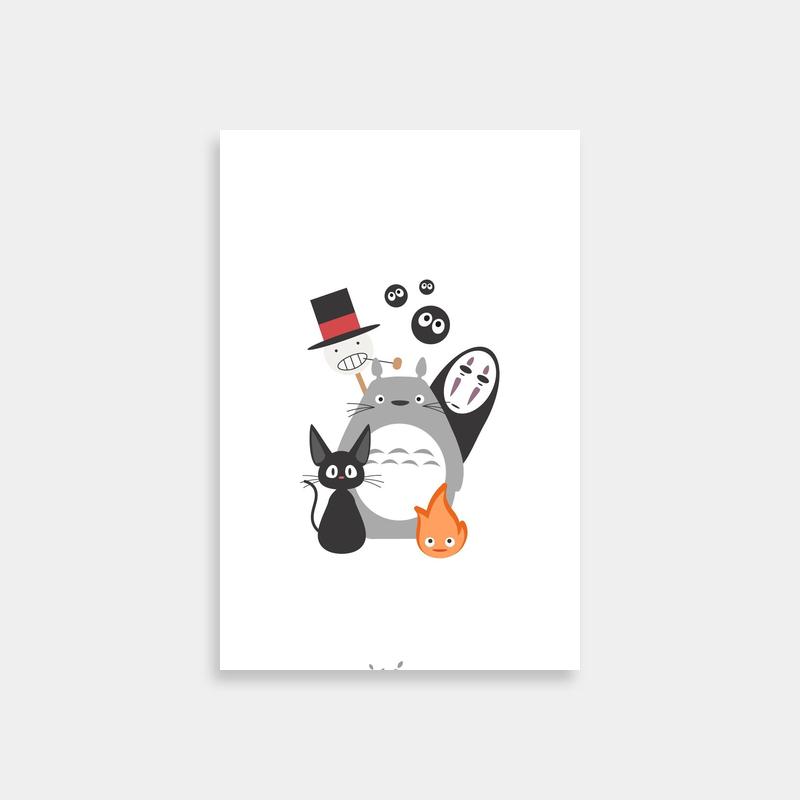 Totoro and Catbus Face Poster - My Neighbor Totoro Decor