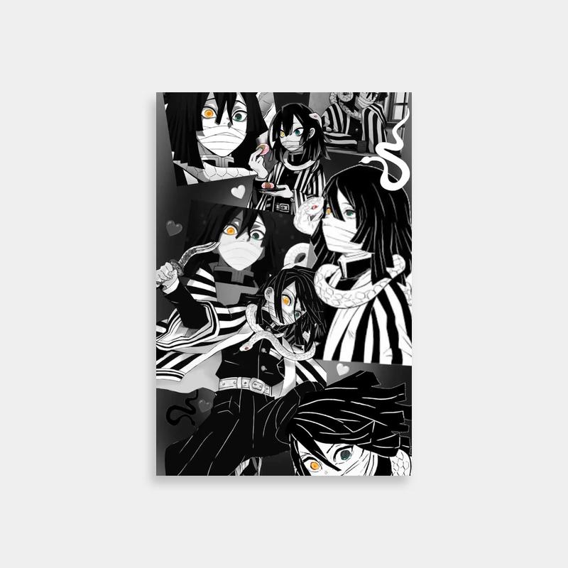 Obanai Iguro Black & White Demon Slayer Art Print