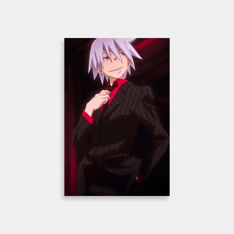 Soul Evans Soul Eater Poster - White-Haired Character in Black Suit