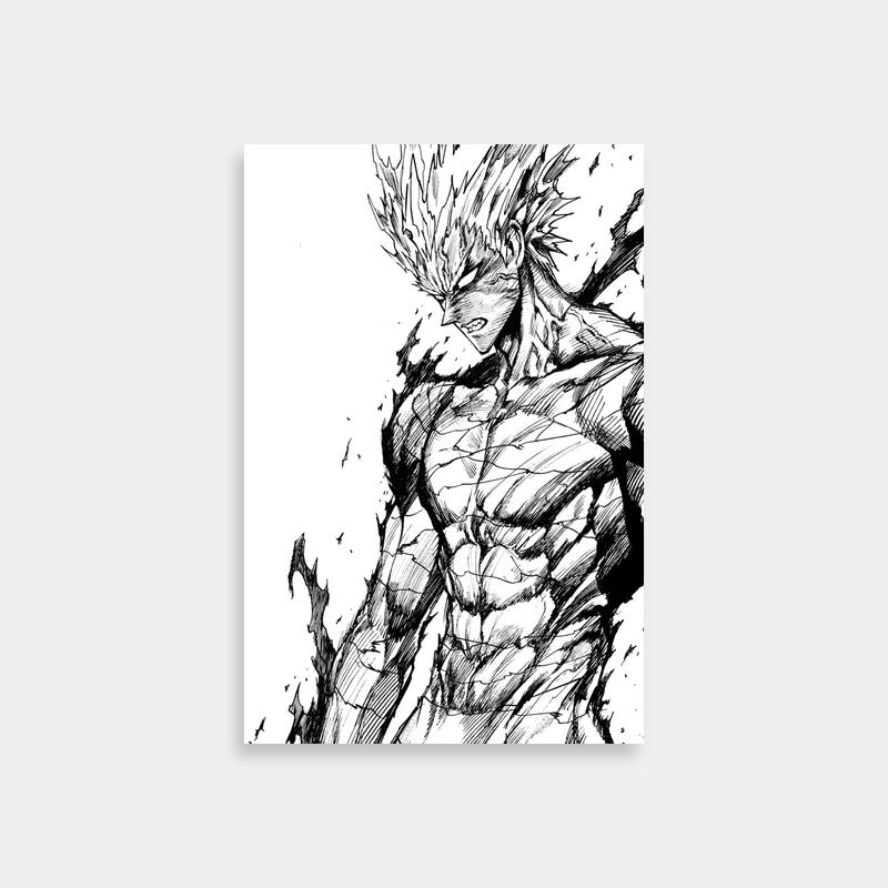 Garou One Punch Man Black & White Art Print